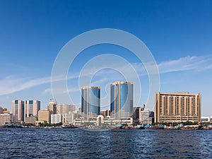 Skyline Dubai Creek and Deira Twin Towers in Dubai