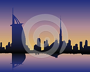 Skyline Dubai at sunset