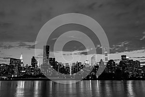 Skyline of the east side of midtown Manhattan at night