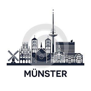 Skyline emblem of Munster, city in North Rhine-Westphalia, Germany