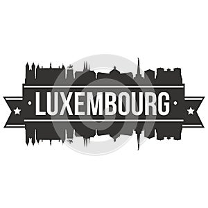 Luxembourg City Round Icon Vector Art Flat Shadow Design Skyline City Silhouette Template Logo