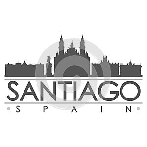 Santiago de Compostela Spain Europe Silhouette Icon Vector Art Flat Shadow Design Skyline City Silhouette Template Logo photo