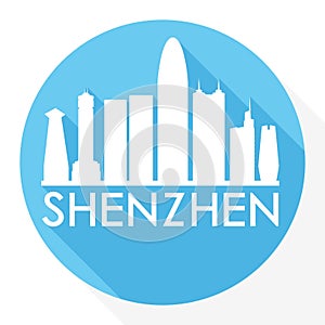 Shenzhen China Round Icon Vector Art Flat Shadow Design Skyline City Silhouette Template Logo