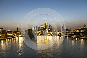 Skyline of Frankfurt, Germany by night, the financial center of