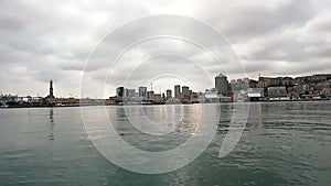 Skyline of Genoa from porto antico