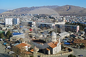 Skyline of Gori with Virgin Mary Cathedral. Georgia