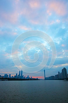 The skyline of Guangzhou at sunrise 2