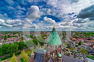 Skyline of Haarlem city in the Netherlands