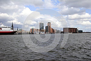 Skyline of Hamburg with Philharmonic concert hall photo