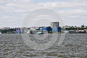 Skyline of Harbor Blvd, Weehawken, New Jersey across Hudson River from Manhattan, USA photo