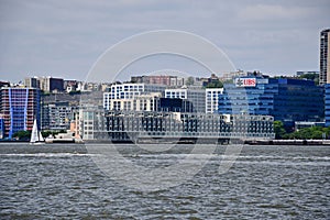 Skyline of Harbor Blvd, Weehawken, New Jersey across Hudson River from Manhattan, USA photo