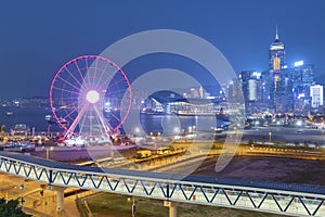 Skyline of Hong Kong city at dusk