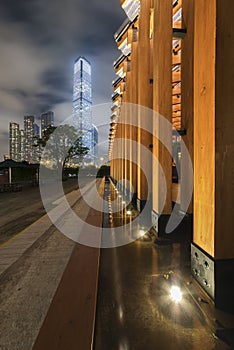 Skyline of Hong Kong city at night