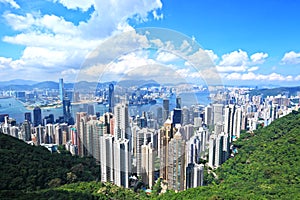 Skyline of Hong Kong City from the Peak