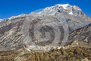 Skyline of Jharkot with Himalaya