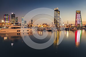 Skyline of Kuwait City at evening