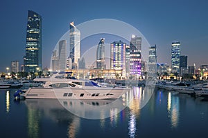 Skyline of Kuwait City at evening