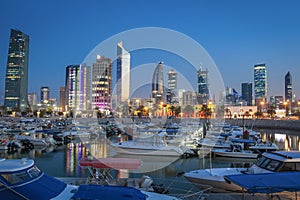 Skyline of Kuwait City at evening