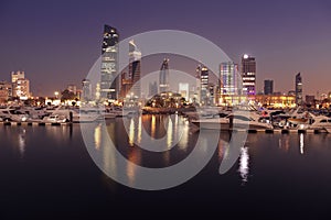 Skyline of Kuwait City at evening