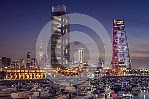 Skyline of Kuwait City at evening