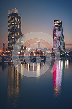 Skyline of Kuwait City at evening