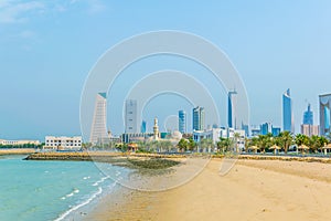 Skyline of Kuwait including the Seif palace, Liberation tower and the National assembly building....IMAGE photo