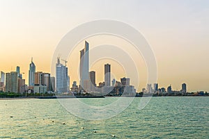 Skyline of Kuwait during sunset