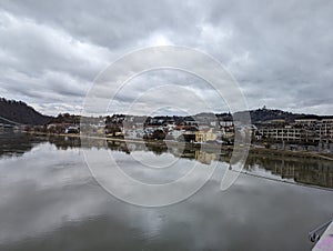 Skyline of Linz on a cloudy day, Austria