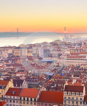 Skyline Lisbon river sunset Portugal