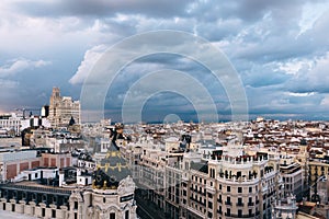 Skyline of Madrid from Circulo de Bellas Artes rooftop photo