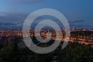 Skyline of Madrid at night