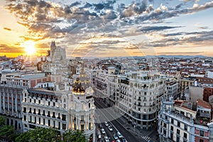 The skyline of Madrid, Spain photo