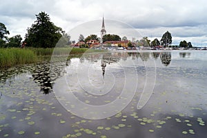 Skyline of Mariefred on the lake in StrÃÂ¤ngnÃÂ¤s Municipality, SÃÂ¶dermanland County, Sweden photo
