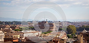 Skyline with the Mausoleum of Hadrian, known as Castel Sant`Angelo in Rome