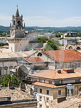 skyline of medieval Avignon city