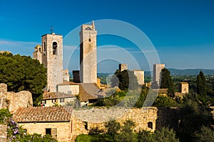 Skyline of the medieval towers of San Gimignano, famous town in Tuscany