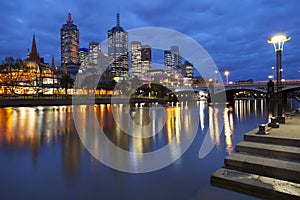 Skyline of Melbourne, Australia at night photo