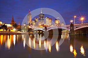 Skyline of Melbourne, Australia at night photo