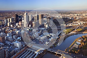Skyline of Melbourne, Australia photographed from above