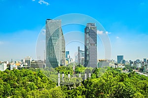 Skyline of mexico city and  Chapultepec park photo