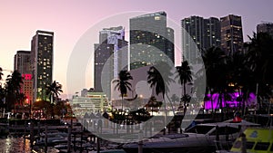 Skyline of Miami in the evening