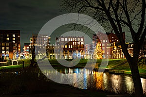 Skyline of the modern center of the town of Waddinxveen, Netherlands