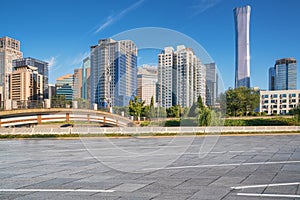 The skyline of modern urban architecture and highways in Beijing, the capital of China