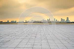 The skyline of modern urban architecture and the scenery of citizen square in Suzhou, Jiangsu Province, China