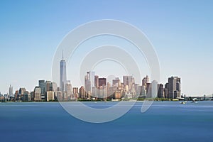 Skyline of New York City with Skyscrapers at Noon, USA