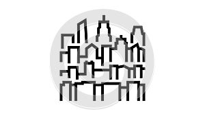 skyline new york line icon animation