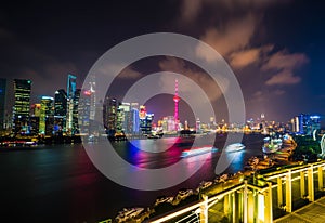 Skyline night view on Pudong New Area, Shanghai.