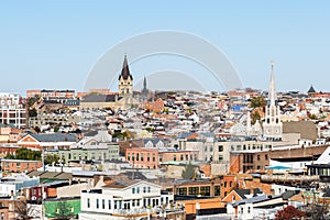 Skyline of North Fells Point and Patterson Park in Baltimore, Ma