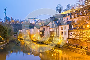 Skyline of old town Luxembourg City from top view