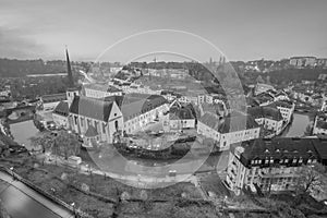 Skyline of old town Luxembourg City from top view